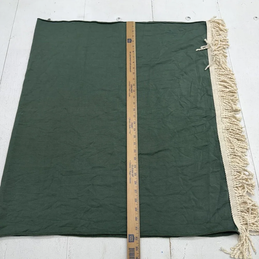 DINO Throw Blanket 60x32 Green Fleece Soft Fringe Tassel Modern Made In LA USA